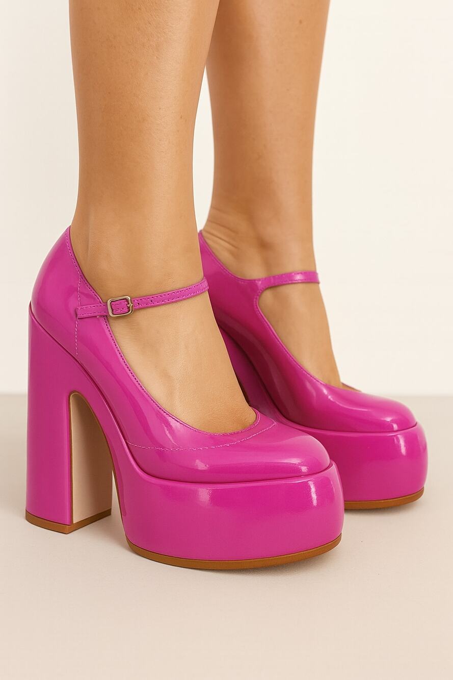 Schutz Womens Zayne Platform Mary Janes Size 7 EU 37 Pink Patent Leather NIB